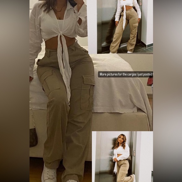 Stradivarius cargo pants in grey straight leg - Picture 5 of 16